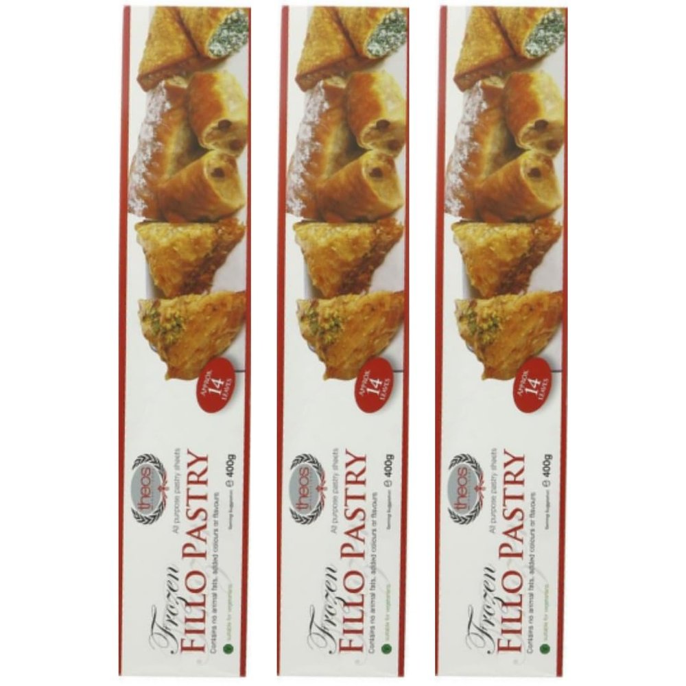 3 PACKS X THEOS Greek Style Filo Familia Pastry Filo Pastry Sheets phyllo dough 400 gram by Pufai