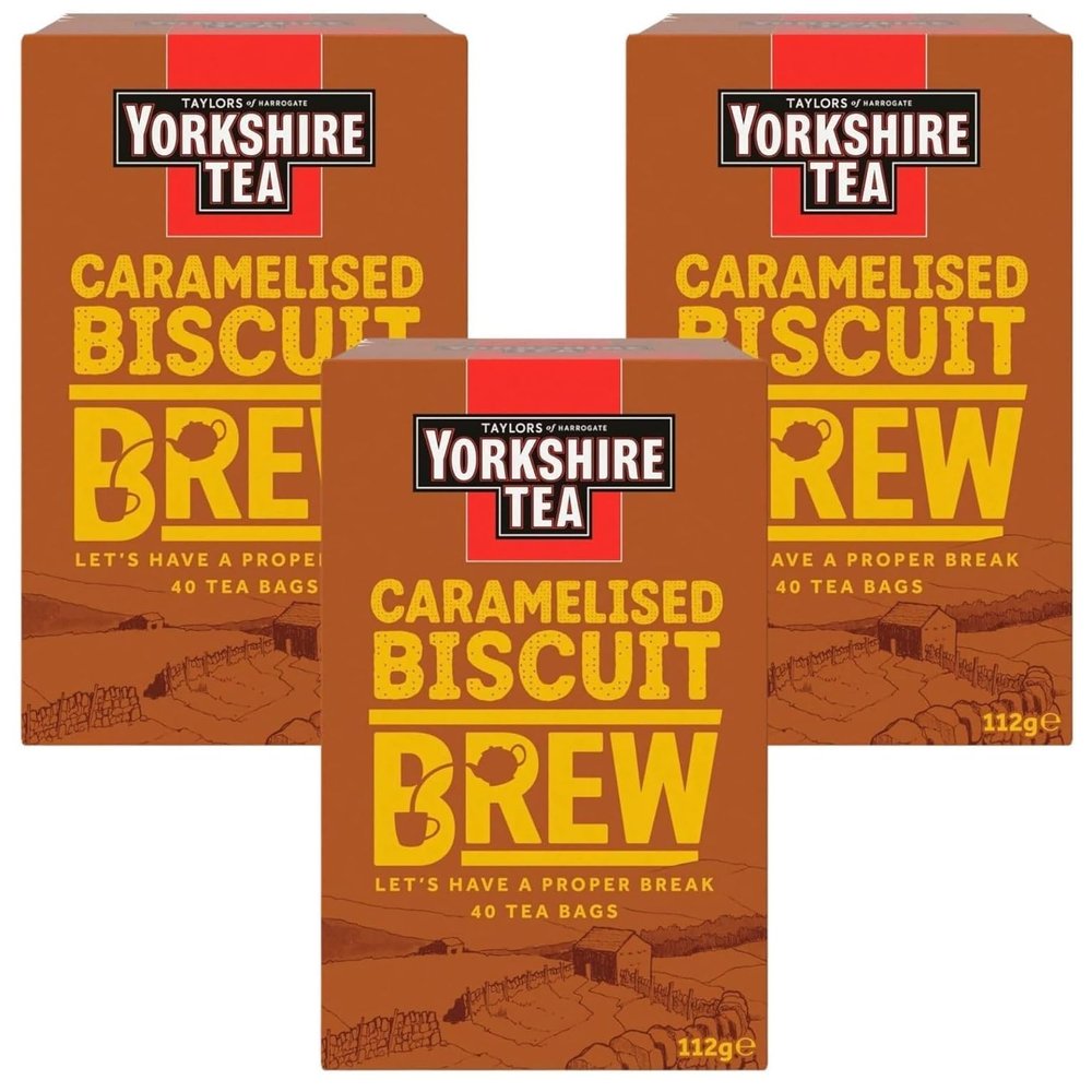 Yorkshire Tea Caramelised Biscuit Brew Flavoured Tea Bags, (Pack of 3, Total 120 Tea Bags)