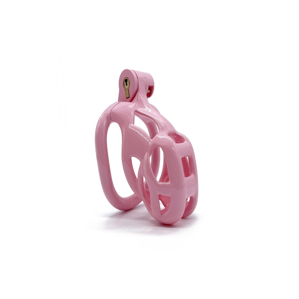 3D Modeling Chastity Cage Device with Lock & 5 curved Rings - Cobra Male chastitycage Men urethral in Pink (65 mm)