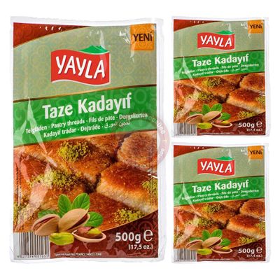 3x Pcs Oz Yufka The Best Match with Dubai Chocolate BAKKALIM Kunefe Kataifi Original Pastry Threads Kunefe Kadayif Dubai Chocolate Pastry Fresh Taze Kadayif 400 Gr by BAKKALIM UK