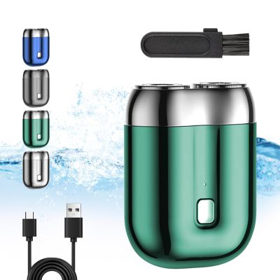 New Model Mini Dual-Head Electric Shaver, Mini Dual Head Electric Razor, Mini Razor for Men, Pocket Size Washable Electric Razor, Rechargeable Waterproof Compact Electric Shaver (Green)