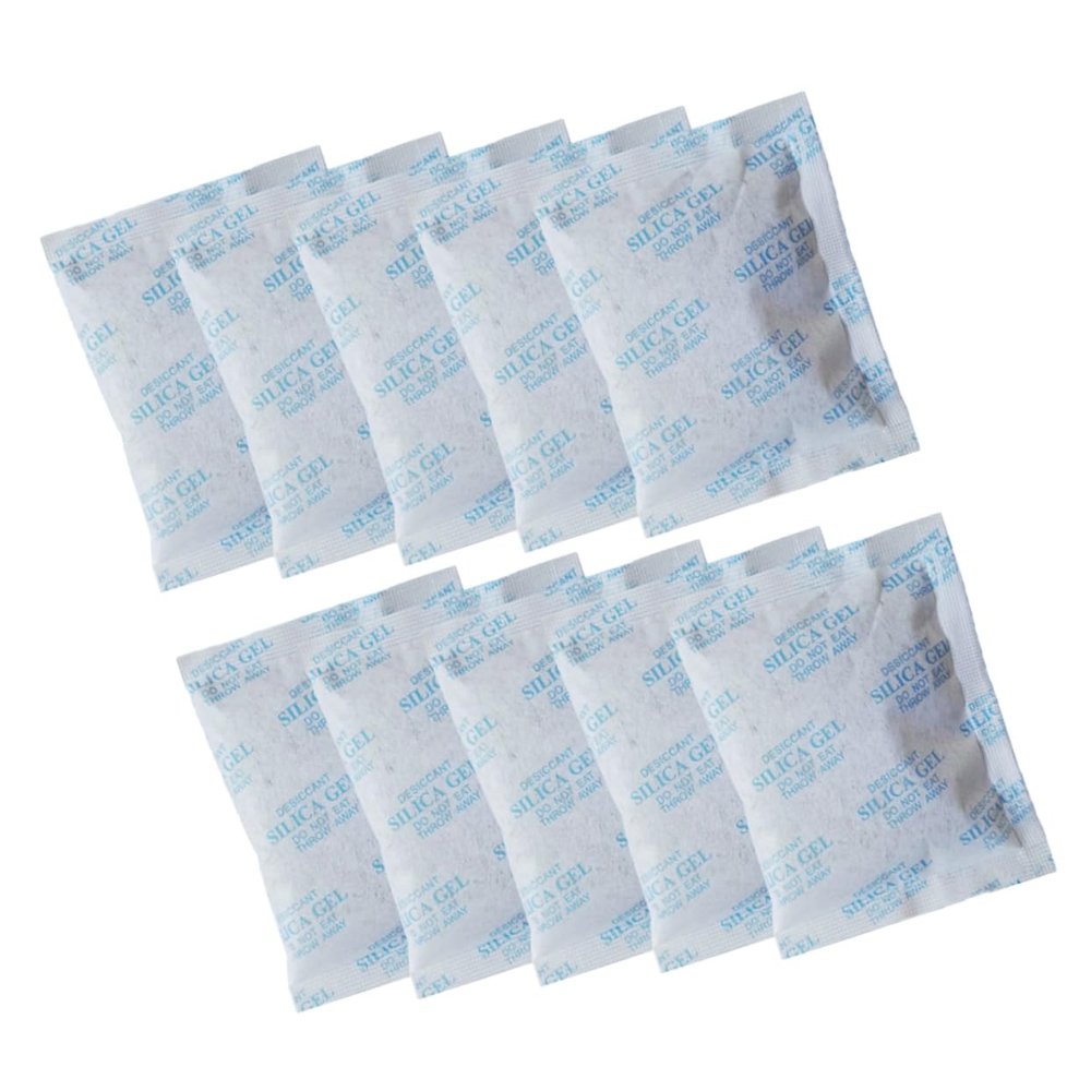 OKUMEYR 50pcs Silica Gel Moisture Absorber Dry Corrosion Prevention Bags Safe for Use As Desiccant Packets in Wardrobe Food Storage Scenarios Made of Material