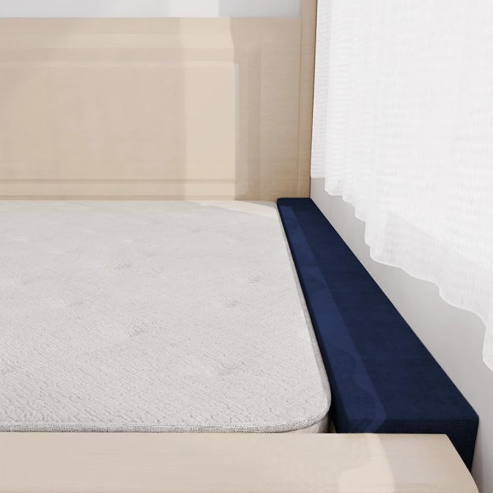 Rectangle Bed Wall Gap Filler Bed Bridge Pillow for Single/Twin/Queen/King,Close The Gap Between Bed Headboard Wall,Bedside Protection Pillow (Navy,180x15x20cm)