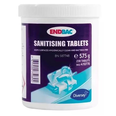 Endbac Sanitising Tablets - Effective Cleaner for Utensils & Surfaces | Powerful Germ | Utensils & Surfaces | Protection & Disinfection Solution - 230 Tablets