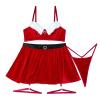 ADMAY Sexy Santa Outfit Women Sexy Lingerie Red Christmas Nightwear Set Bra One Piece Underwear Valentine's Day Gift Christmas Costume Solid Color Lace Suspender view 3