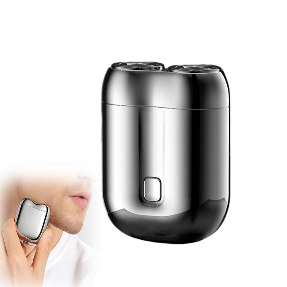 Mini Double Head Electric Shave, Upgrade Pocket Shaver USB Mini Shavers for Men, Mini Portable Electric Shaver, 2 Head Travel Shaver, Wet Dry Rechargeable Razor for Travel & Home (Silver)