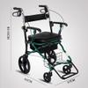 Wheel Rollator, Folding Mobility Walking Aid, Height Adjustable Seat with Seat and Lower Side Basket Elderly Walker, Aluminum Alloy Trolley, Le, Green view 4