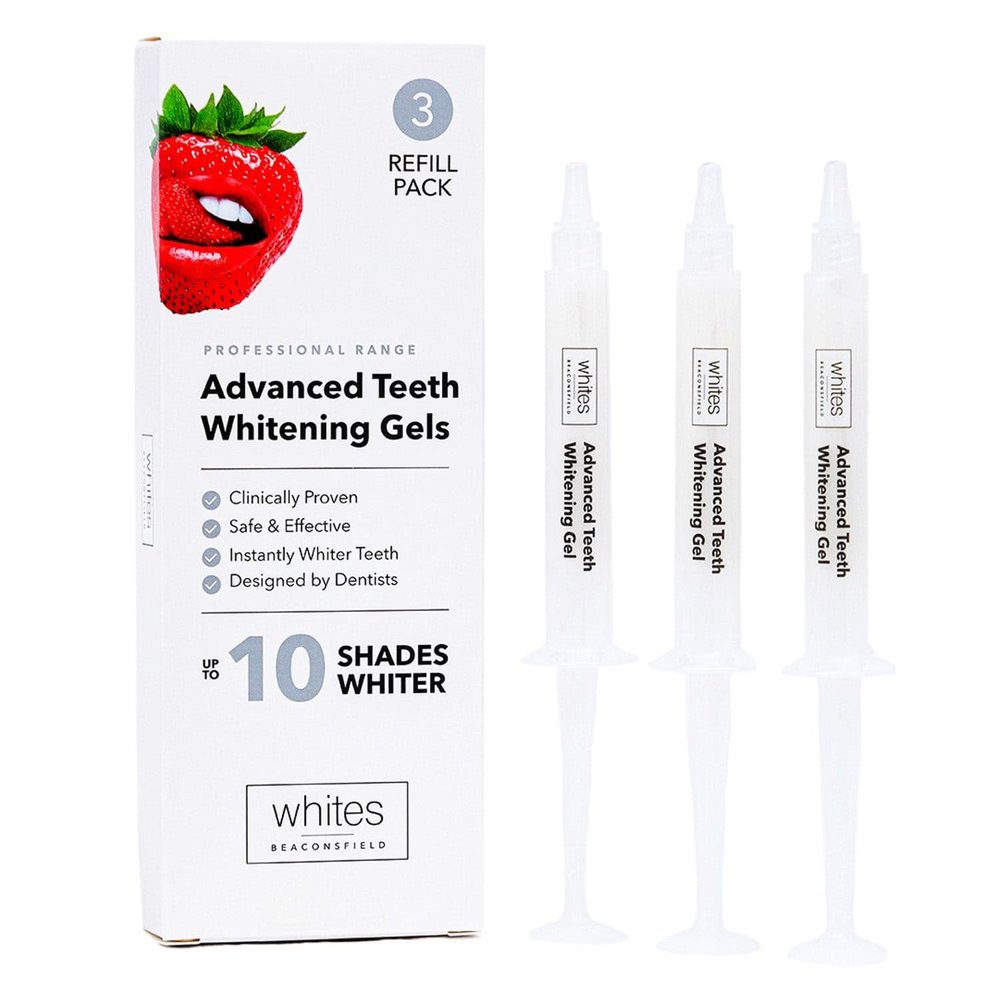 Whites Beaconsfield Teeth Whitening Gel Refills 3 Gels for Whites Teeth Whitening Kit, 10 Minute Quick Results, Up to 10 Shades Whiter, No Sensitivity, Vegan Friendly, Safe & Convenient