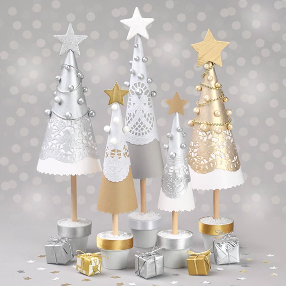 3-Ply Daisy Xmas Decoupage Tissue Paper Napkins Decorative Christmas Serviettes 33cm x 33cm - Pack of 20 (Handmade Paper Xmas Trees)