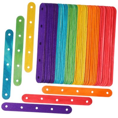 Cabilock 100 Pcs Wooden Lollipop Sticks, 5.9 Inch Finely Polished Craft Sticks with Hole, Safe to Use for DIY Crafts and Family Use