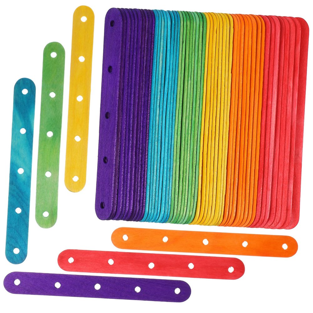 Cabilock 100 Pcs Wooden Lollipop Sticks, 5.9 Inch Finely Polished Craft Sticks with Hole, Safe to Use for DIY Crafts and Family Use