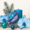 3-Ply Daisy Xmas Decoupage Tissue Paper Napkins Decorative Christmas Serviettes 33cm x 33cm - Pack of 20 (Turquoise Composition with Orchid) view 1