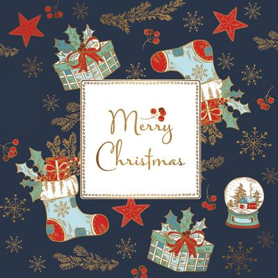 3-Ply Daisy Xmas Decoupage Tissue Paper Napkins Decorative Christmas Serviettes 33cm x 33cm - Pack of 20 (Merry Christmas Background)