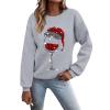 Womens Merry Christmas Sweatshirt Fleece Pyjamas Pumpkin Pajamas Plaid Tree Vintage Hoodie Dresses for Women UK red Wine Glass Print ski Jacket red Wine Glass Print Womens Fleece Pyjamas Set view 1