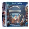 Festive Christmas Mug and Spoon Gift Set  Merry Christmas Design with Holiday Tree and Presents  Ideal for Gifting (Christmas, HK2178B)