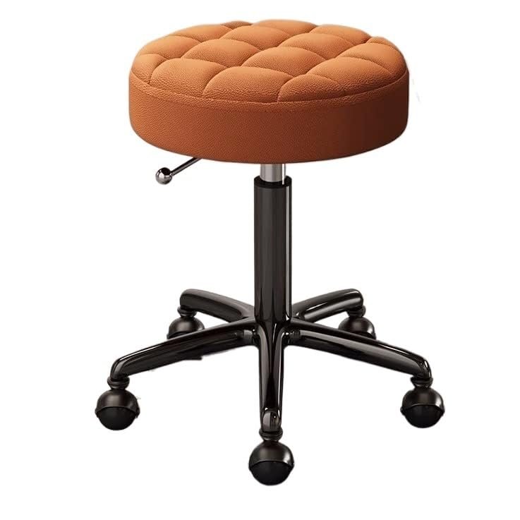 Adjustable Height Rolling Stool with Wheels for Clinic Salon Studio Orange Hydraulic Swivel Stool