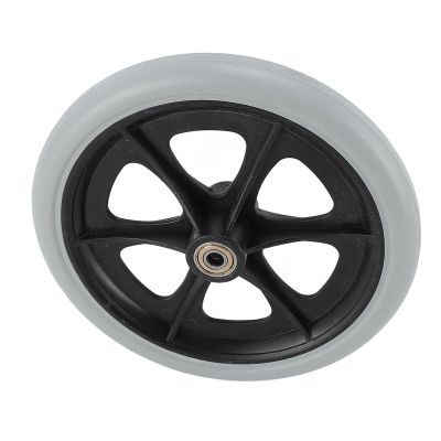 2 PCS Wheelchair Wheels Replacement 8 Inch PU Solid Metal Bead Bearing Electric Wheelchair Wheels Gray, Tailored to Fit, Reduce Noise and Vibration for a Quieter and Smoother