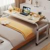 115-210cm Overbed Table with 4 Wheels, Standing Workstation Bed Table Adjust Height 65-95cm Computer Desk Food Tray Desk Rolling Medical Table for Home and Hospital view 1