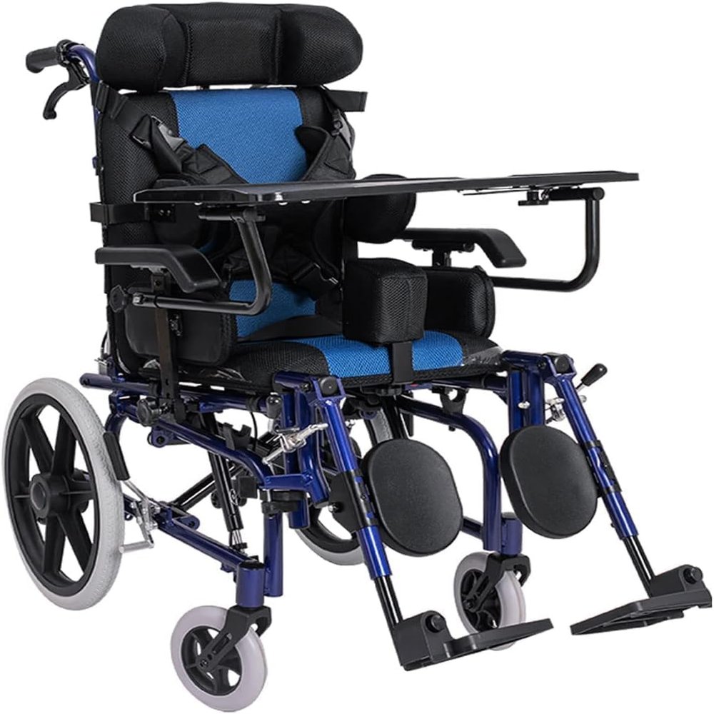 PRUTUHEO Adult wheelchair Elderly paralysis high back reclinable folding trolley scooter wheelchair with dining table wheelchair