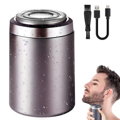 Purple Portable Mini Electric Shaver, USB Rechargeable Waterproof Razor for Men, Pocket Size