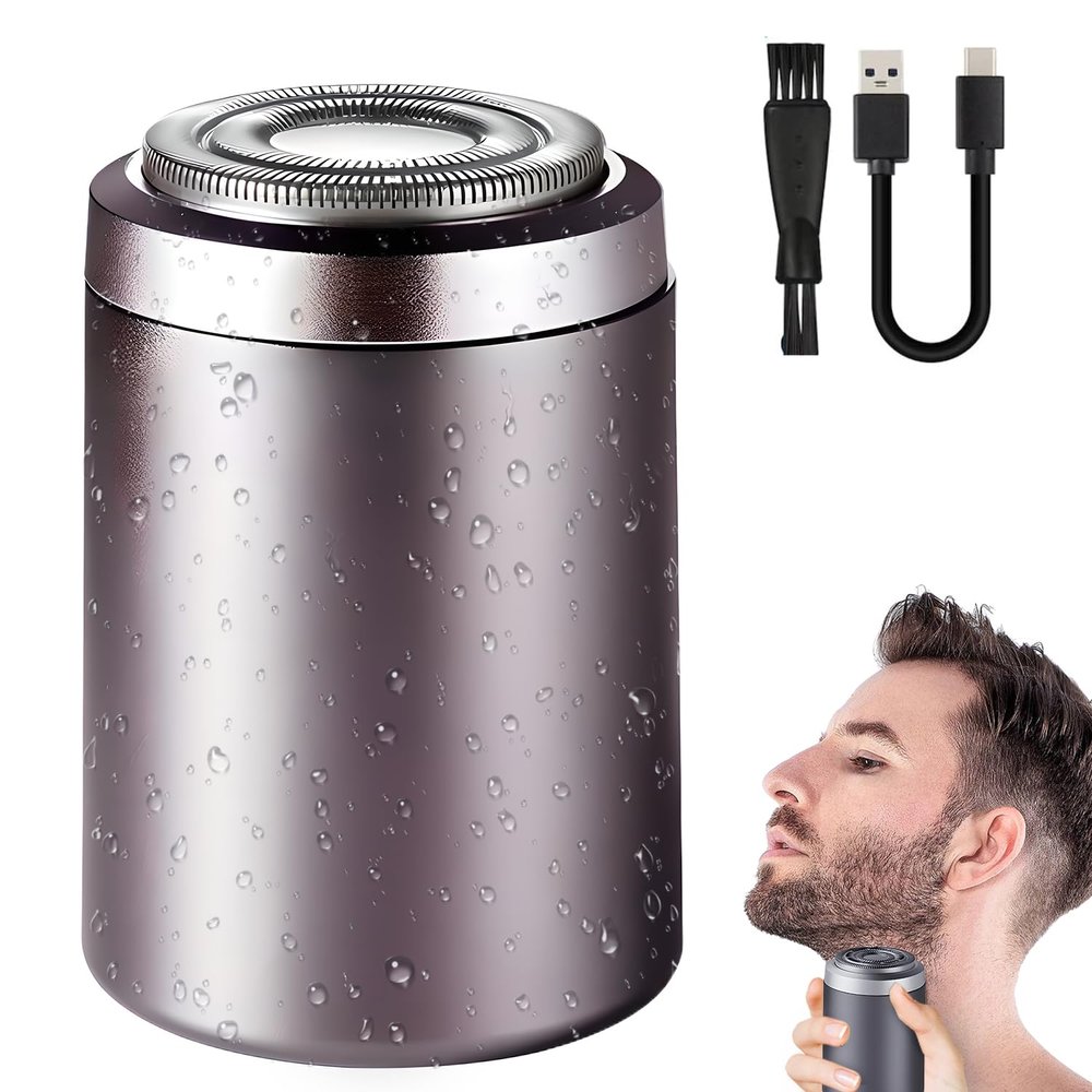 Purple Portable Mini Electric Shaver, USB Rechargeable Waterproof Razor for Men, Pocket Size