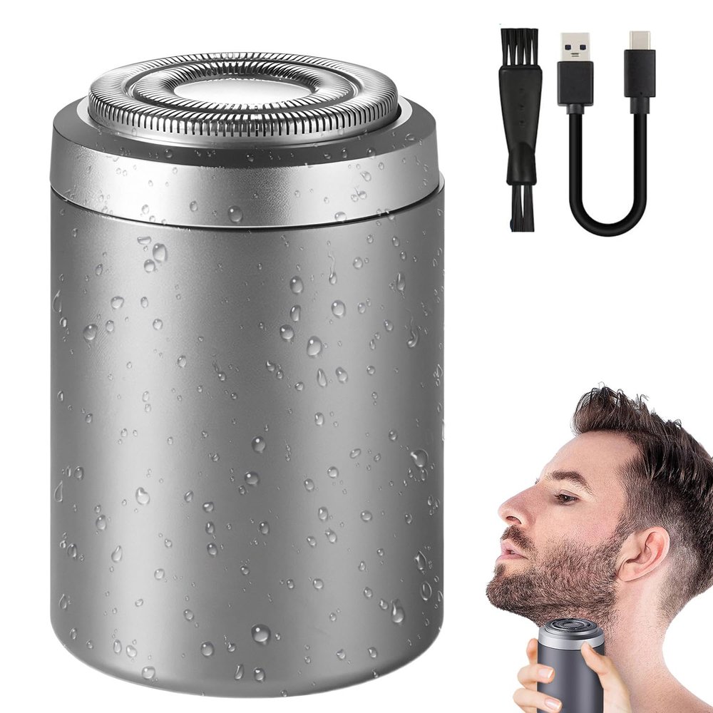 Portable Multifunctional Electric Shaver, Mini Portable Electric Shaver, Electric Razor for Men Pocket Size, USB Rechargeable Waterproof Electric Razor (Silver)