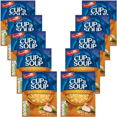 Instant Soup Bundle with Batchelors Cup a Soup Chicken Noodle 94g - 10 Pack | Instant Chicken Noodle Soup, Low In Fat and Sugar, No Artificial Food Colours.