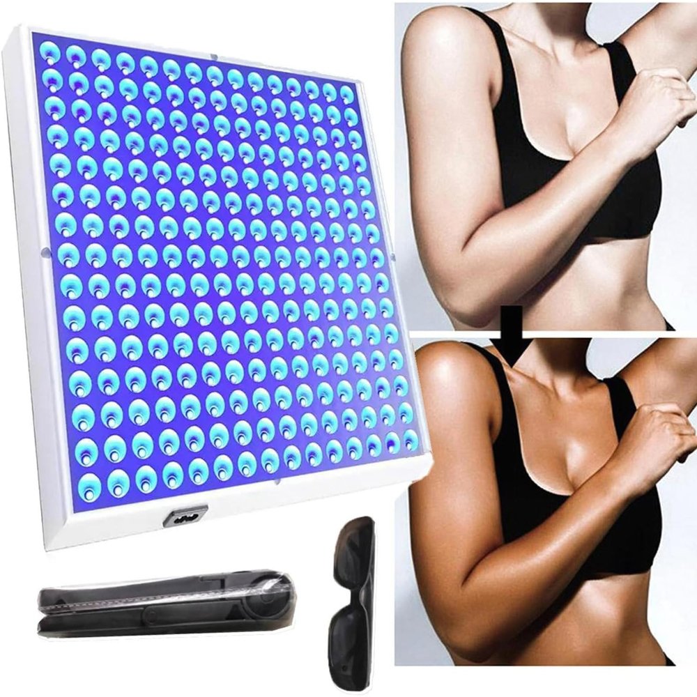HSRG Home Ta-n-ning Lamp, 460nm Full Blue Light Home Sunbathing Ta-n-ning Lamp, 15W/45W Sun Lamp with 225pcs LEDs, for Face and Body, Bronze Skin Self Ta-n-ning Device