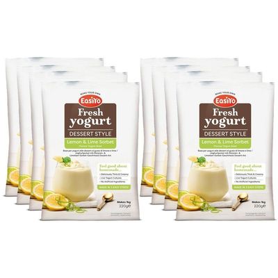 EasiYo Yogurt Dessert Lemon and Lime Sorbet, 8 Pack | Each Sachet Makes 1 kg Yoghurt