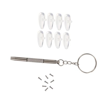 FRCOLOR Nose Pads and 4 Pairs of Screws Including Small Screwdriver Optical Glasses with Soft Silicone and Stainless Steel to Reduce Nose Burden and Prevent for Eyeglasses Repair Kit