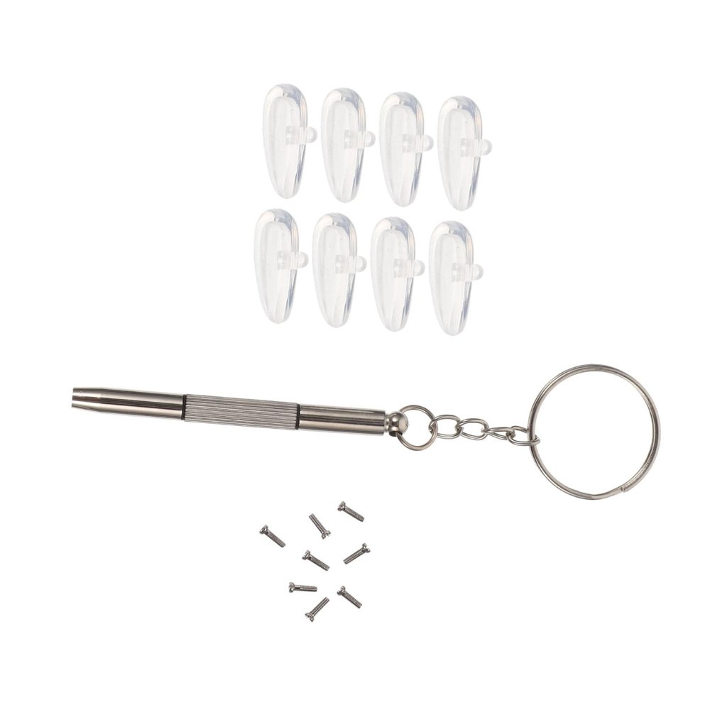 FRCOLOR Nose Pads and 4 Pairs of Screws Including Small Screwdriver Optical Glasses with Soft Silicone and Stainless Steel to Reduce Nose Burden and Prevent for Eyeglasses Repair Kit