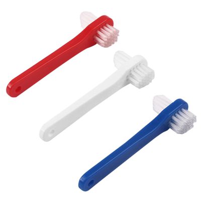 Beaupretty Adult Denture Toothbrush Set 3Pcs Dual-Head Brushes Medium Bristles Small Pointed Heads Lightweight T-Shaped Handle for Dentures and Retainers