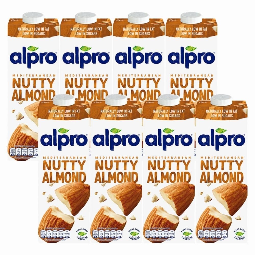 Original Almond Milk 1L x 8 Compatible with Alpro Plant Based Long Life Vegan Drink with Welari Thank You Card | (8pack)