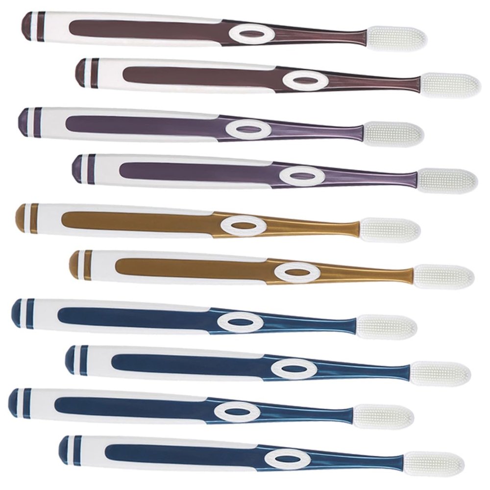 Beavorty 10pcs Household Adult Toothbrushes Replacement Heads Soft Silicone Bristles for Teeth Cleaning Brush Random Color