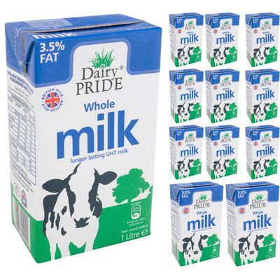 DARYFresh Whole Milk 3.5% Fat UHT Milk 1000 Mililiter x 12 Boxes