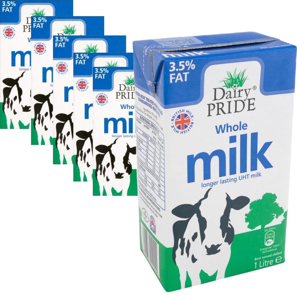 DARYFresh Whole Milk 3.5% Fat UHT Milk 1000 Mililiter x 6 Boxes