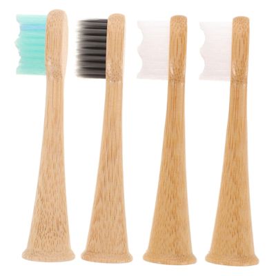 Beavorty 4pcs Bamboo Electric Toothbrush Heads Replacement Brush Heads for Series and Gentle Cleaning for Oral Hygiene