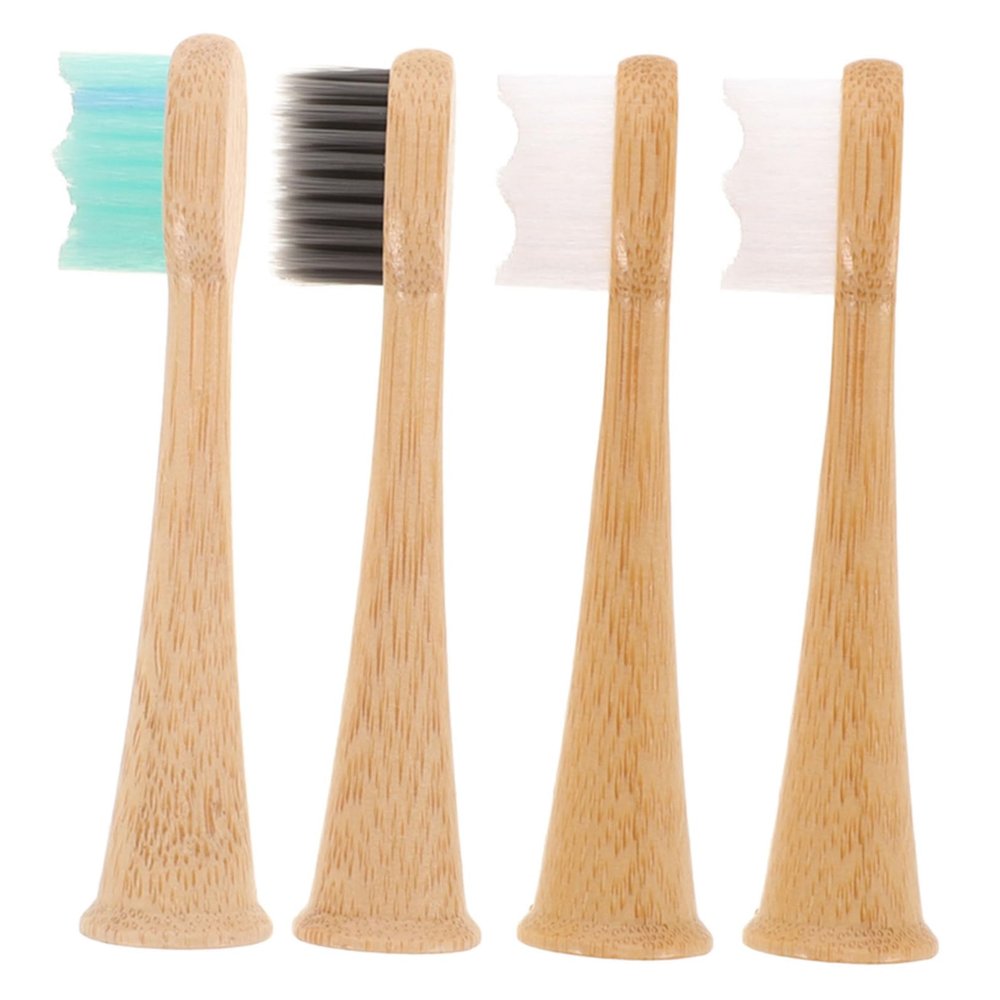 Beavorty 4pcs Bamboo Electric Toothbrush Heads Replacement Brush Heads for Series and Gentle Cleaning for Oral Hygiene