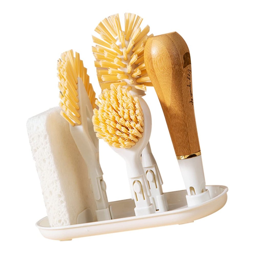 Healvian Cleaning Brush Dish Brush Replaceable Heads for Kitchen Long Handle for Dishes and Cookware
