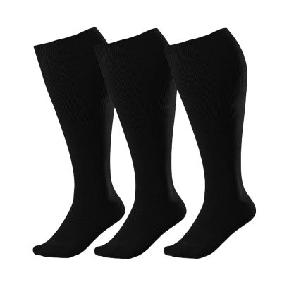 MEAKTSMI Wide Calf Compressed Socks 3 Pairs Reduces Leg Discomfort For Office Travel And Sports Large Support Knee Stockings