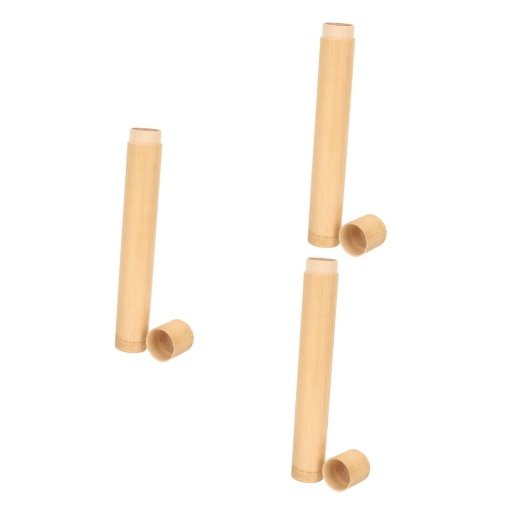 Beaupretty 3pcs Bamboo Toothbrush Holder Outdoor Portable Case for Camping Travel Stylish Storage for Small Bathroom