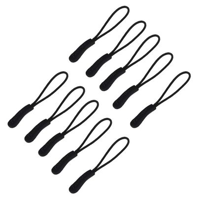 10Pcs Black Zip Tags Cord Pulls Zipper Extension Reusable Plastic Zip Slider Replacement for Clothes Bags