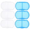 Healvian 6pcs Mini Medicine Case with 2 Compartments, Small Pill Organizer Box, Travel Vitamin Holder Set with 3 White and 3 Blue Storage Boxes for Daily Medication Management view 1