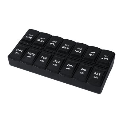 Demsyeq Daily Pill Organizer Pill Box 7 Days 2 Times A Day Am/Pm Medicine Planner Travel Pill Case Container Separate 7 Compartment with Dust-Proof Case Supplement Container for Family