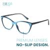 2SeeLife Narrow Cat Eye Reading Glasses for Women SmallMedium Fit, Sturdy Frame, Spring Hinges, Stylish Cateye Readers, Pacific Blue, +1.00 view 2
