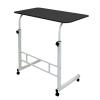 pofluany Height Adjustable Bedside Table with Wheels Portable Overbed TV Tray Table Movable Hospital Home Couch Side Standing Laptop Computer Desk Black S view 1