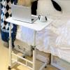 pofluany Height Adjustable Bedside Table with Wheels Portable Overbed TV Tray Table Movable Hospital Home Couch Side Standing Laptop Computer Desk Black S view 4