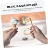 Healeved Rack Brush Holder Wall-mounted Shaving Brush Stand Metal Barber Tool Space-saving view 4