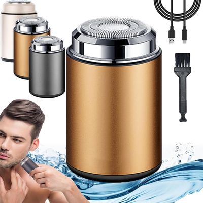 Mini Shaver, Men's Mini Electric Shaver, Portable Pocket Travel Shaver, USB Rechargeable Waterproof Shaver Electric Beard Trimmer for Home (Gold)