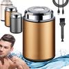 Mini Shaver, Men's Mini Electric Shaver, Portable Pocket Travel Shaver, USB Rechargeable Waterproof Shaver Electric Beard Trimmer for Home (Gold) view 1
